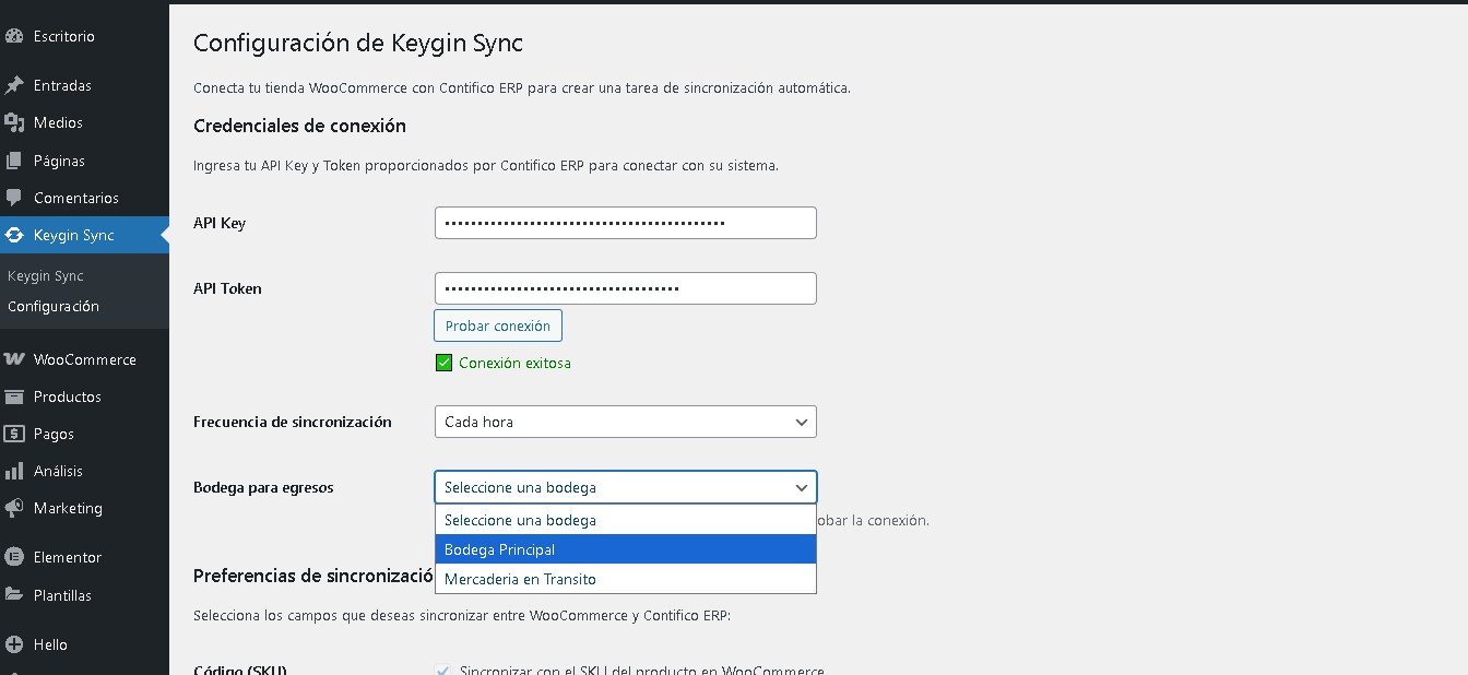 Choose a contifico warehouse